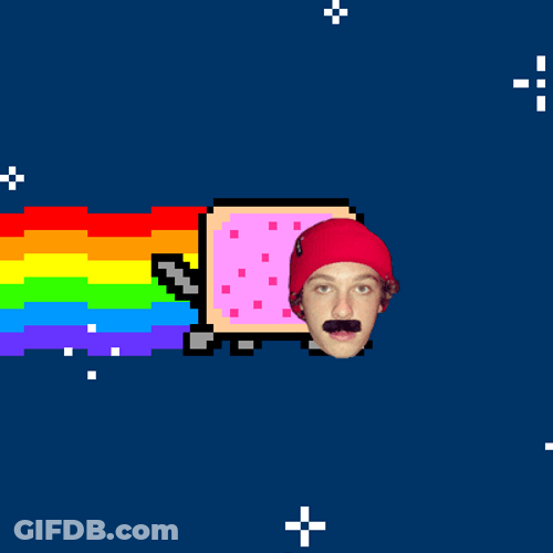 Neon Cat With A Man Face GIF