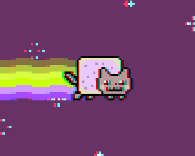 Neon Cat With Purple And Green Trail GIF