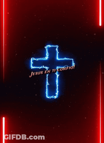 Neon Cross Jesus En Ti Confio GIF