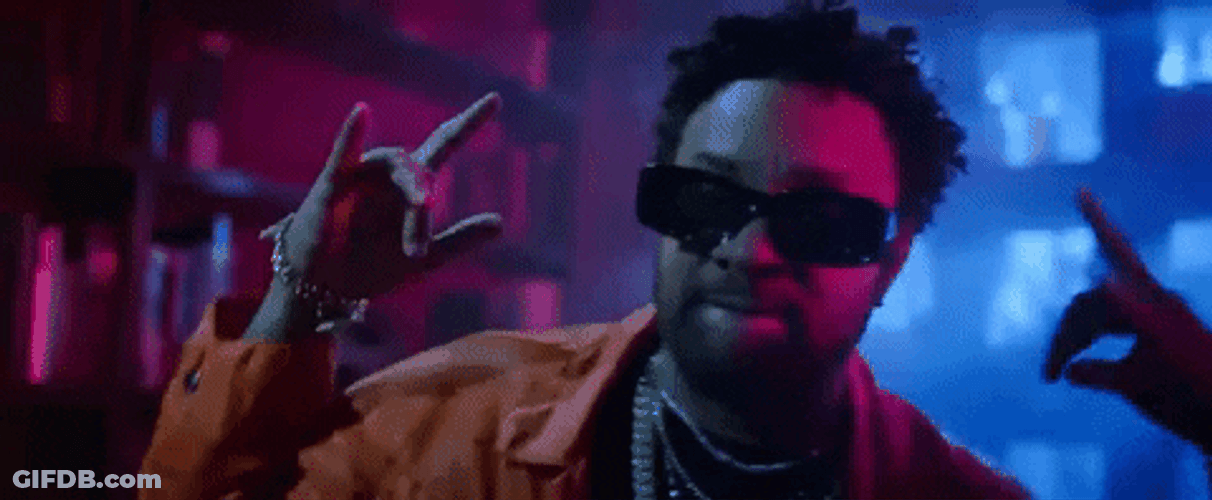 Neon Dancehall Rapper Finger Swag GIF