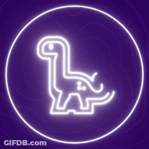 Neon Dinosaur In Purple Circle GIF