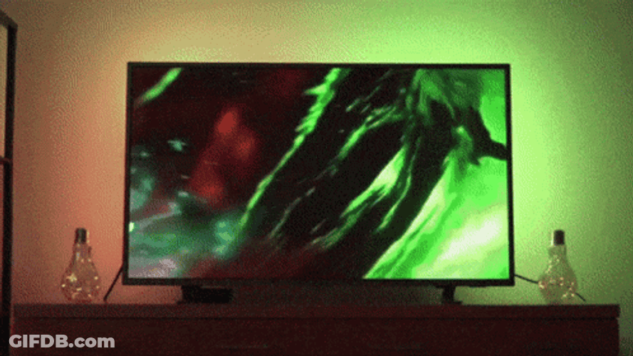Neon Galaxy Computer Set Up GIF