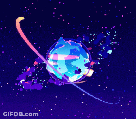 Neon Galaxy Planet GIF