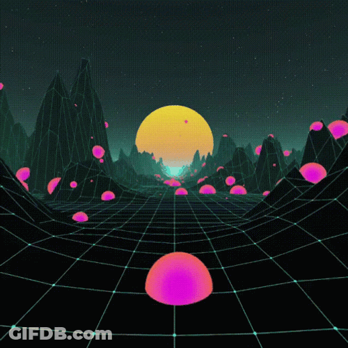 Neon Galaxy Yellow Moon GIF