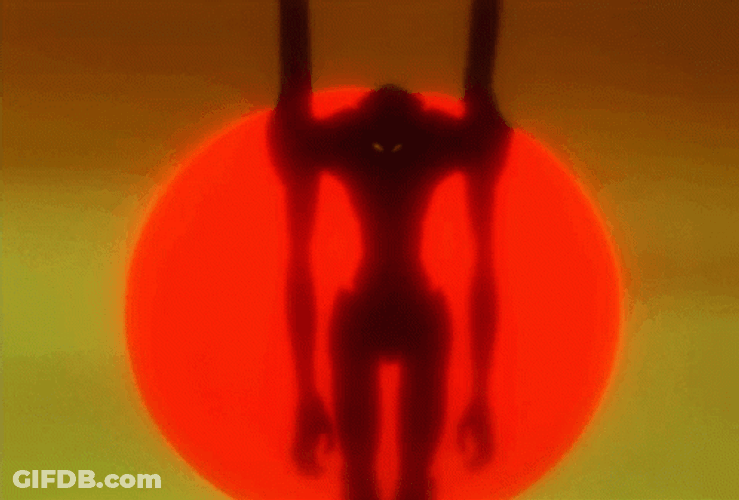 Neon Genesis Evangelion Unit 01 Walking Sun Behind GIF