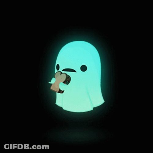 Neon Ghost Eating Sandwich GIF