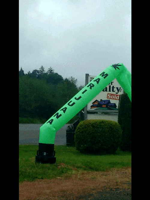 Neon Green Inflatable Tube Man Falling Down GIF