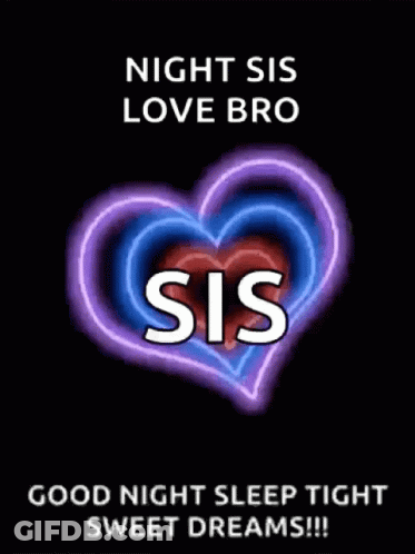 Neon Heart Night Sis Love Bro GIF