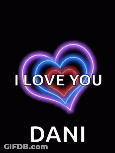 Neon Heart With I Love You Dani GIF