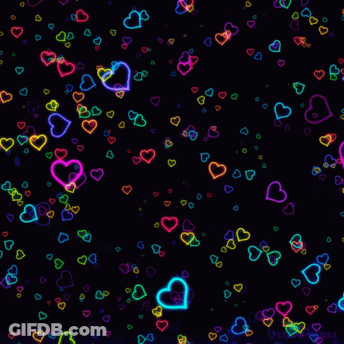 Neon Hearts With Word Lea On Black Background GIF