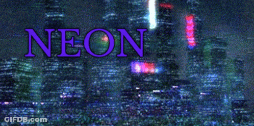 Neon Is Written In Purple On A Blurred Background GIF