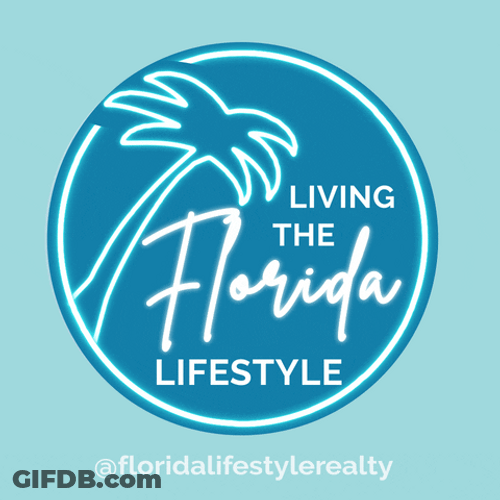 Neon Lighted Palm Tree Florida Logo GIF