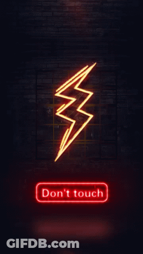 Neon Lightning Bolt Do Not Touch GIF