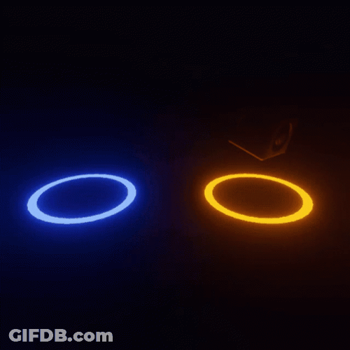 Neon Lights Blue And Yellow Portal GIF