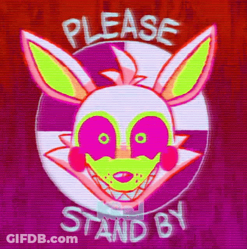 Neon Rabbit Saying Please Stand By GIF