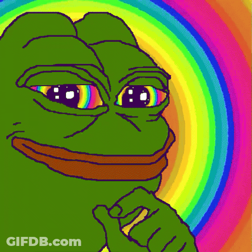 Neon Rainbow Pepe The Frog Evil Smile Meme GIF