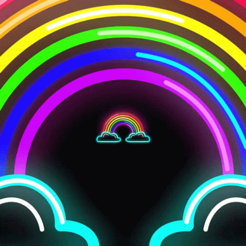 Neon Rainbow Zooming In Star GIF