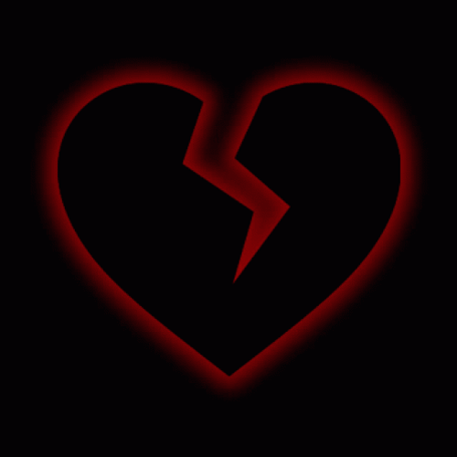 Neon Red Breaking Up Heart GIF