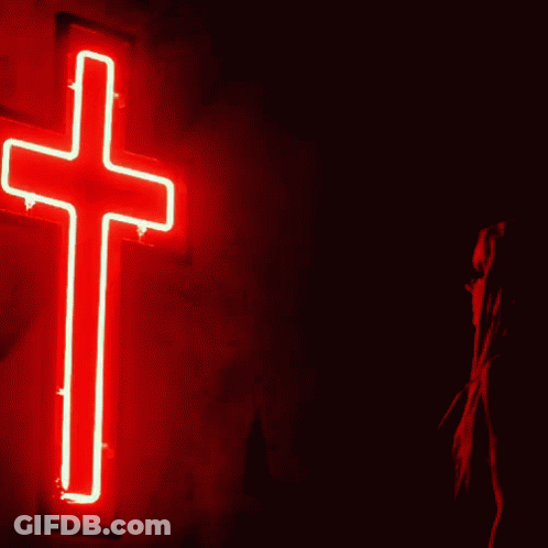 Neon Red Cross Lit Up GIF