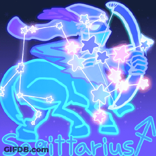 Neon Sagittarius Holding Bow And Arrows GIF