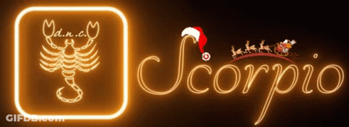Neon Scorpio Sign With Santa GIF