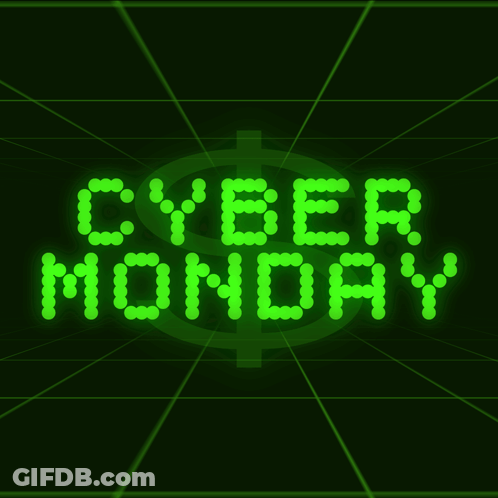 Neon Sign Cyber Monday Dark Green Background GIF