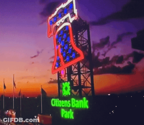 Neon Sign For Citizens Bank Park At Sunset GIF