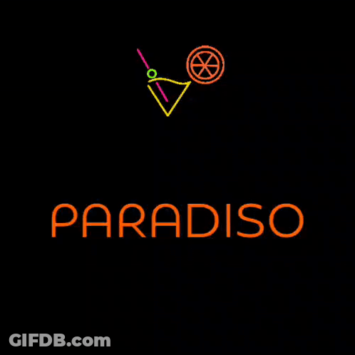 Neon Sign For Paradiso Drinks Bar With A Martini Glass GIF