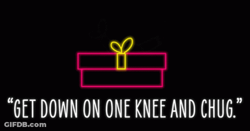 Neon Sign Get Down On One Knee And Chug Champagne GIF