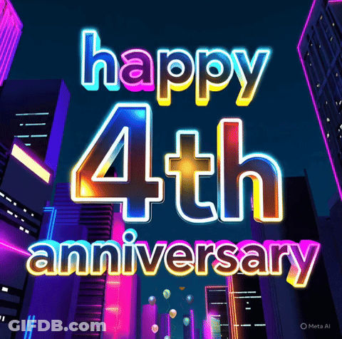 Neon Sign Happy 4Th Anniversary GIF