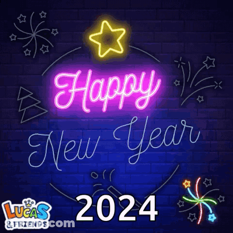 Neon Sign Happy New Year 2024 GIF