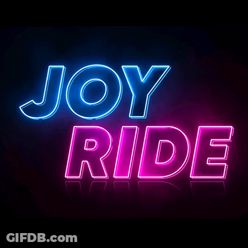 Neon Sign Joy Ride In Blue And Pink GIF
