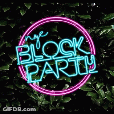 Neon Sign New Year's Block Party GIF