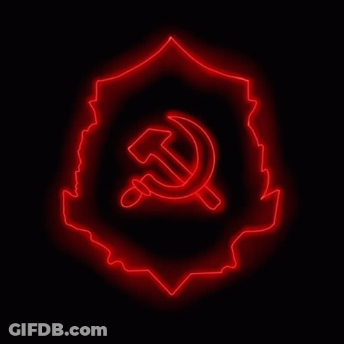 Neon Sign Of Hammer And Sickle GIF