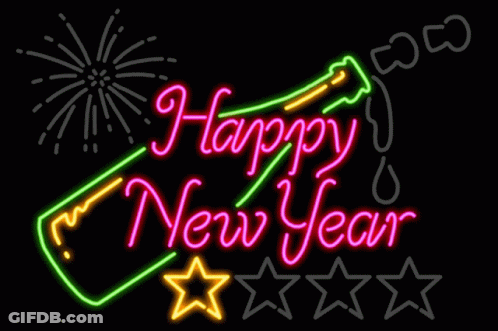 Neon Sign Reading Happy New Year GIF