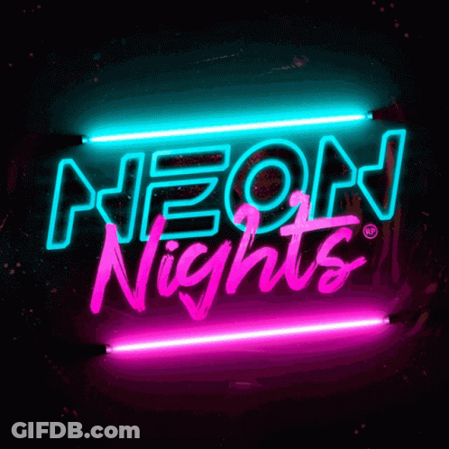 Neon Sign Reading Neon Nights GIF