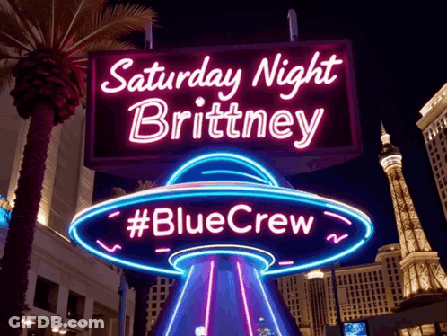Neon Sign Saturday Night Brittney Blue UFO GIF