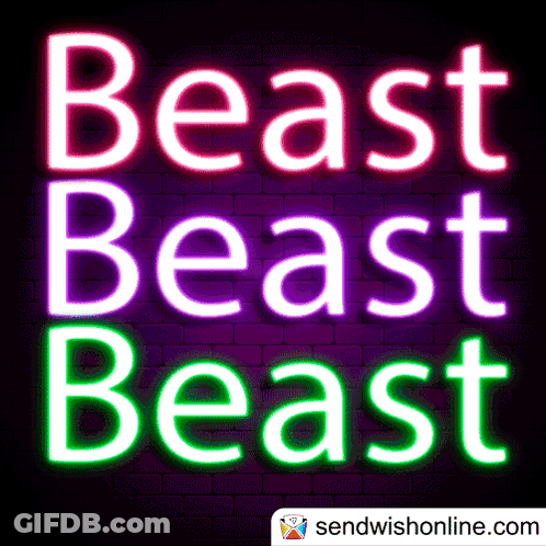 Neon Sign Saying Beast Beast Beast GIF