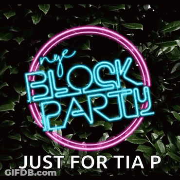 Neon Sign Saying Block Party GIF