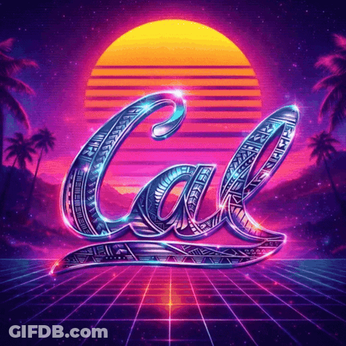 Neon Sign Saying Cal With Palm Tree GIF