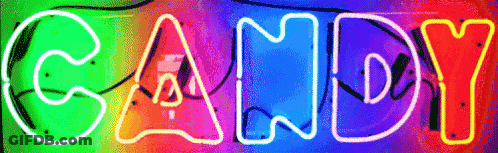 Neon Sign Saying Candy GIF