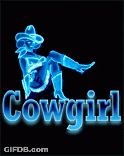 Neon Sign Saying Cowgirl With A Cowboy GIF