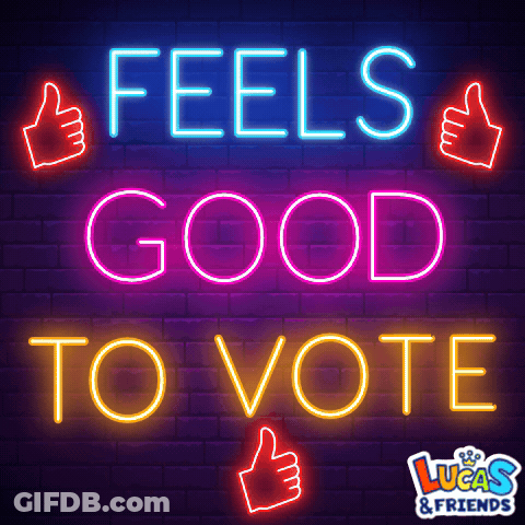 Neon Sign Saying Feels Good To Vote GIF