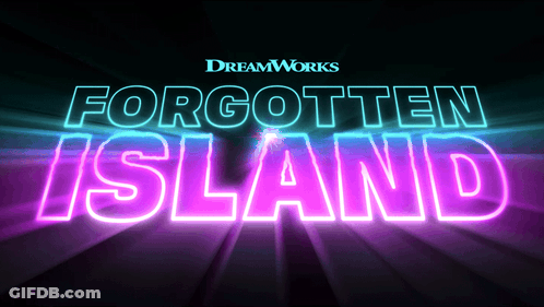 Neon Sign Saying Forgotten Island GIF