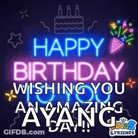 Neon Sign Saying Happy Birthday GIF