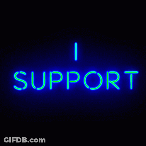 Neon Sign Saying I Support In Blue And Green GIF