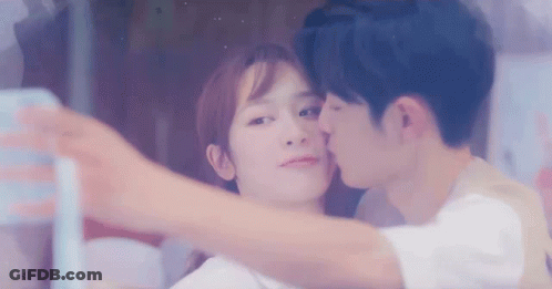 Neon Sign Saying I Woke Up Wanting To Kiss You GIF