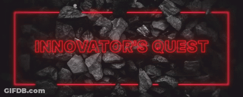 Neon Sign Saying Innovator's Quest In Red GIF