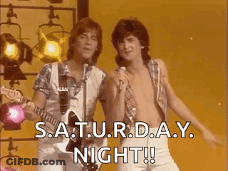 Neon Sign Saying It's Saturday Night GIF