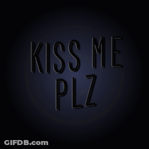 Neon Sign Saying Kiss Me Plz On Dark Blue Background GIF